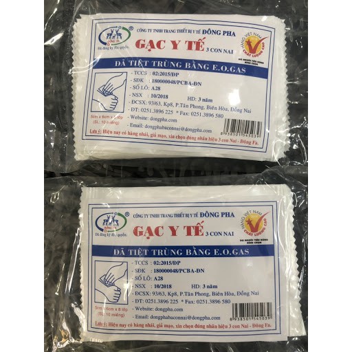 ✅ Gạc Y Tế- Đông Pha (Tiệt Trùng Từng Cái), (Gói 10 miếng) -VT0797