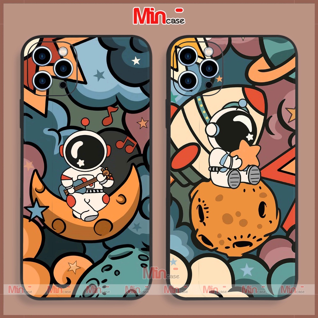 Ốp lưng iPhone Phi hành gia Nasa cạnh viền vuông silicon mềm dẻo cho iphone 6/6s/7/8/X/XS/11/12/13 Pro Plus Max