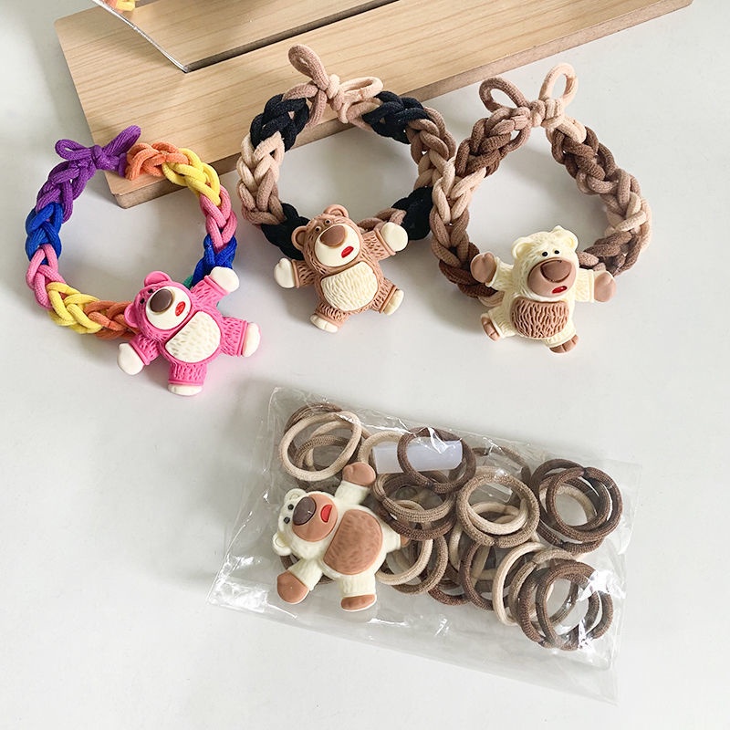 Bộ Phụ Kiện Làm Vòng Tay / Dây Buộc Tóc Hình Gấu / Dâu Tây Bằng Cao Su Dễ Thương diy