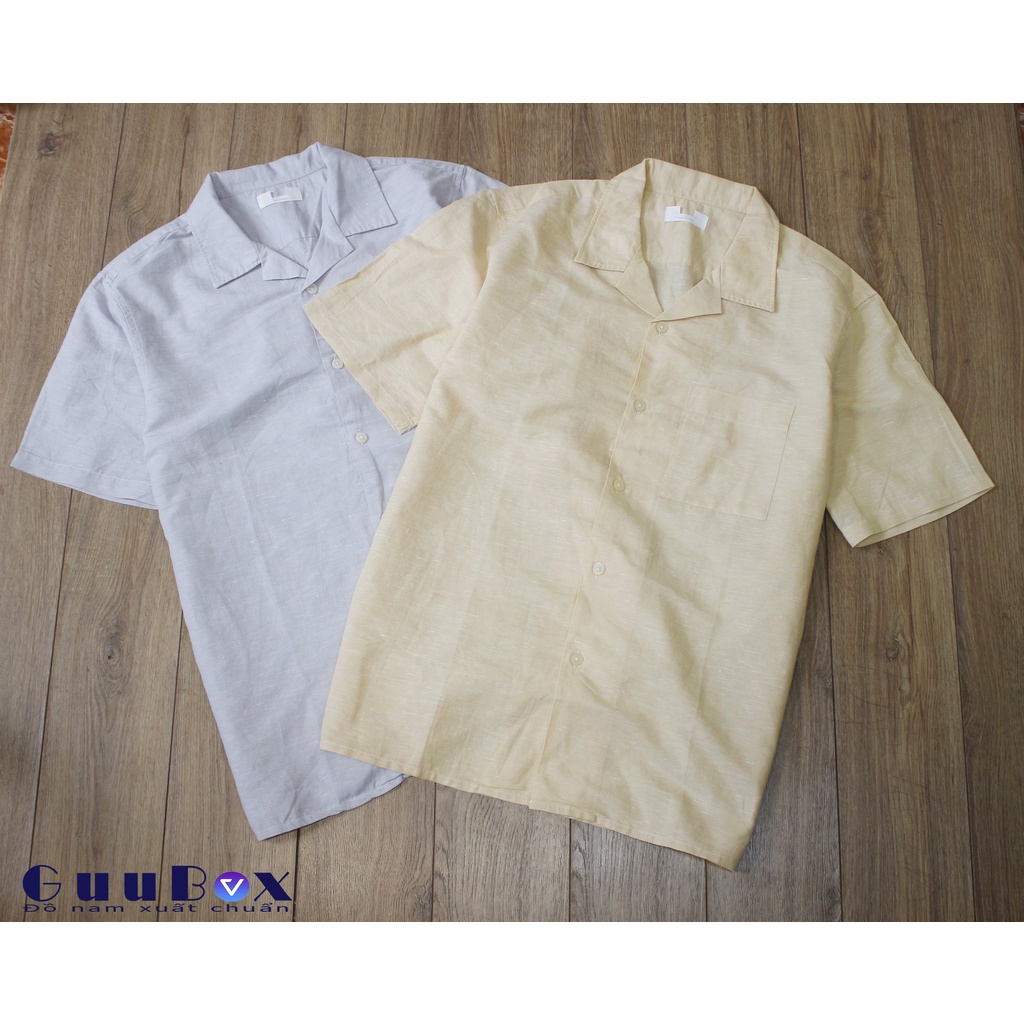 Sơ mi ngắn tay cổ vest chất đũi, có Big size