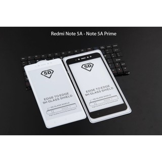 Dán Kính Cường Lực Full Màn Hình 5D Xiaomi Redmi Note 5A Phủ Màu Tặng Ốp Dẻo Silicon