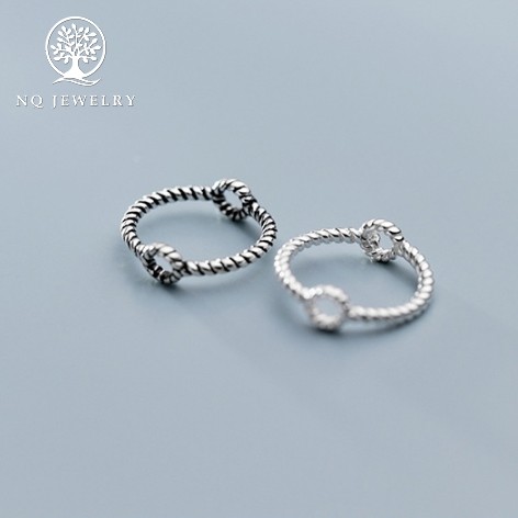 Charm bạc tròn xoắn lồng hạt xỏ ngang - NQ Jewelry