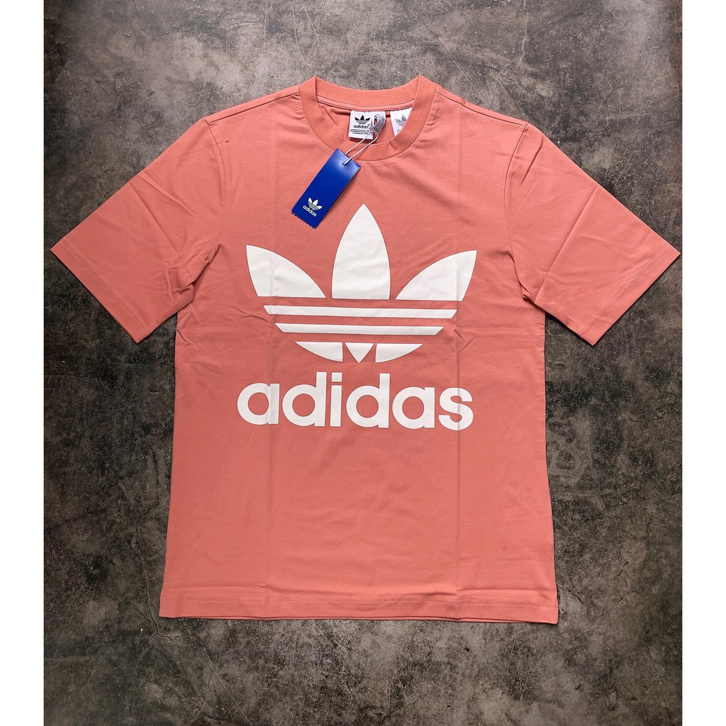 (HÀNG XUẤT XỊN) Áo das hồng cam 1710 BIG LOGO TREFOIL ASH PINK TEE OVERSIZE  Made in Cambodia full tag code  SIZE S M L