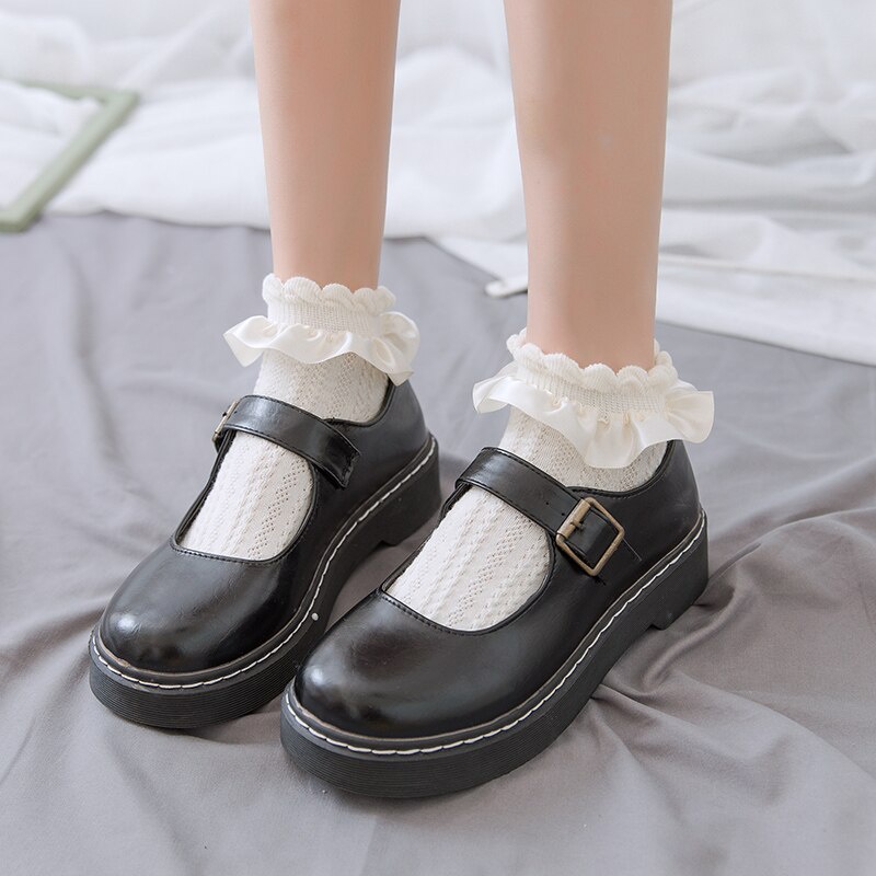 Vớ Ren Trắng Mềm Mại Phong Cách lolita Nhật Bản Đáng Yêu Cho Nữ