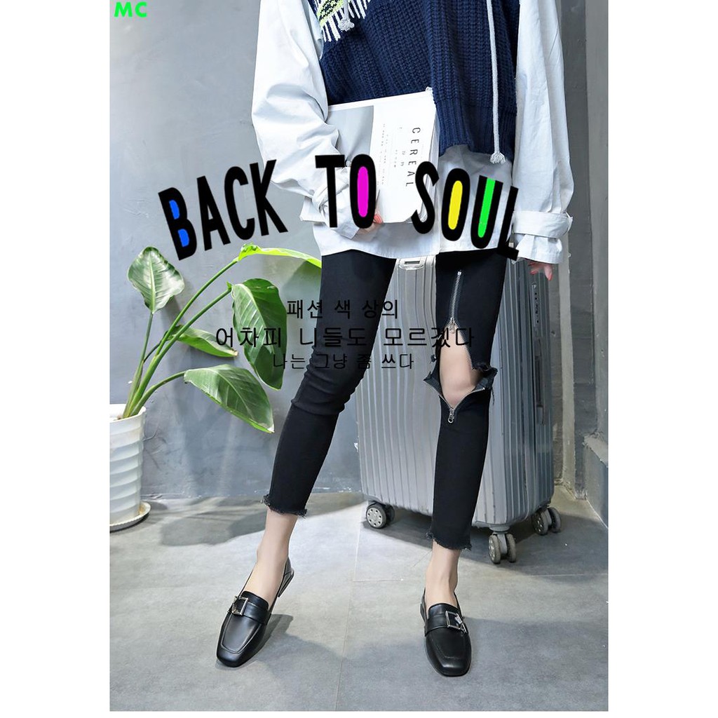 Giày Nữ Mũi Vuông Gót Thấp Thời Trang Hàn 2018 | BigBuy360 - bigbuy360.vn