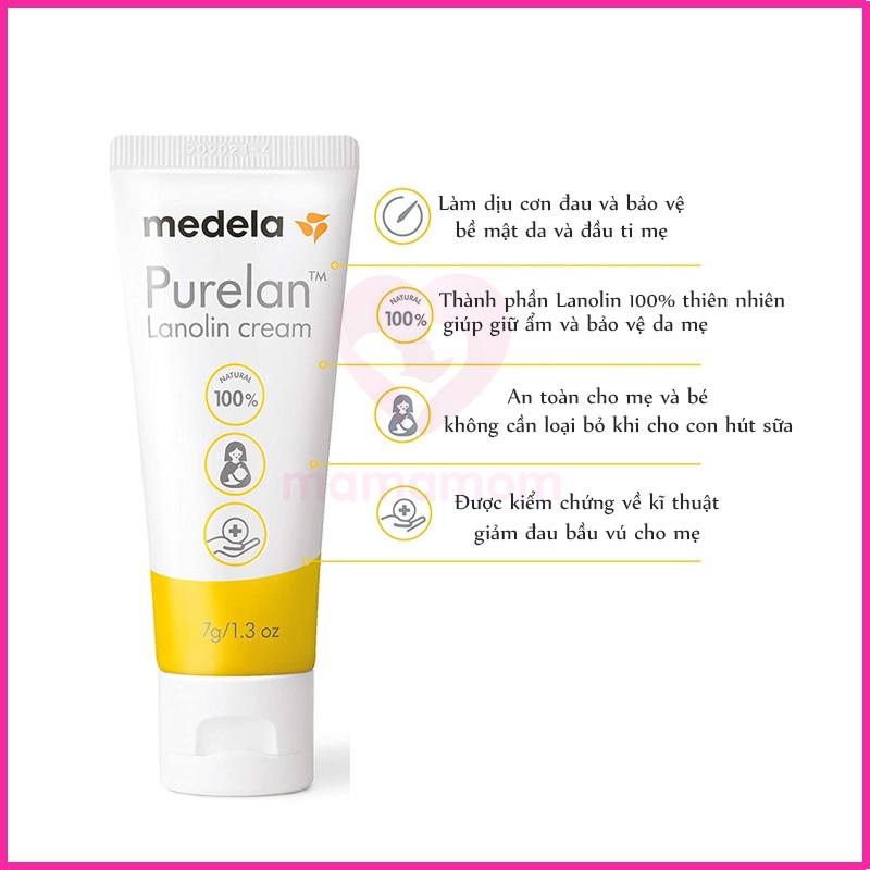 Kem Medela Purelan Lanolin Chiết Xuất Từ Mỡ Cừu Nguyên Chất Dung Lượng 7g,37g