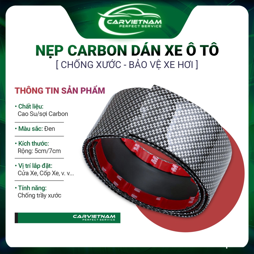 Nẹp Dán Cacbon Chống Xước Bậc Cửa/Cốp Xe Ô Tô - Bảo Vệ Trang Trí Xe Chống Trầy Xước - Phụ Kiện Ô Tô Ccar Vietnam