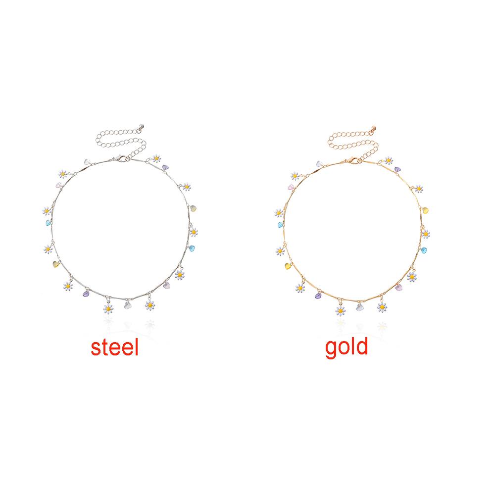 Vòng cổ Hạt Charm Mặt Hoa Cúc Nhiều Màu Đáng Yêu Cho Nữ Kat1