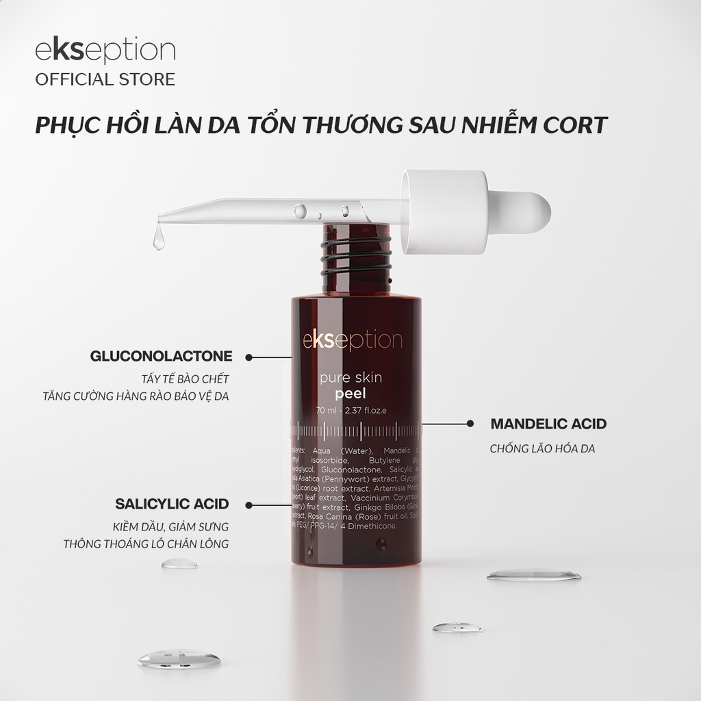 Tinh chất peel da Ekseption Pure skin 70ml kiểm soát bã nhờn, giảm mụn