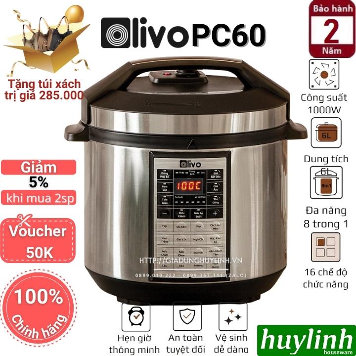 [Mã ELHAMS5 giảm 6% đơn 300K] Nồi áp suất điện đa năng Olivo PC60 - 6 lít - 1000W - 16 chức năng