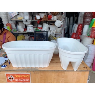Chậu Kẹp Lan Can Ban Công OVAL Không Cần Giá Treo Trồng Hoa Rau Cây Cảnh Size Lớn 62Cm Nhựa Dầy Đẹp Rất Sang Trọng