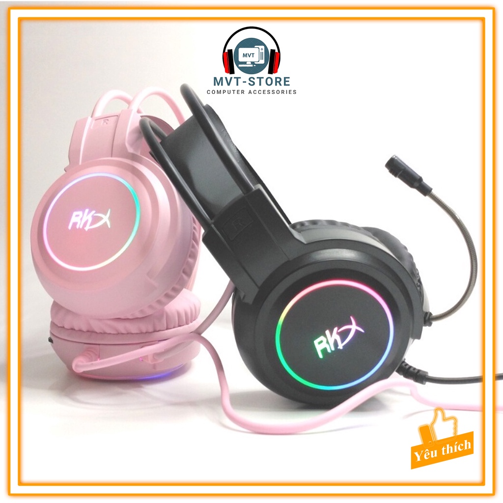 Tai nghe chụp tai tai nghe gaming RKX kèm Mic có đèn Led dễ thương Chân usb 7.1 MVT Store