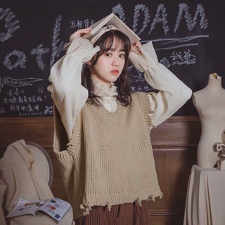 [ORDER TAOBAO] Set áo gile len + áo nhún tay dài ulzzang