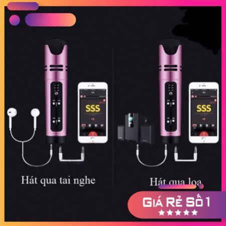 Micro C16 Hát Karaoke Livestream 3in1 [Loại 1, đủ phụ kiện, tiếng vang to, rõ đủ 6 chế độ âm thanh]