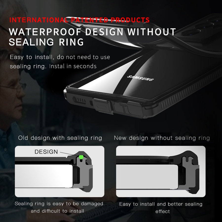 Ốp Điện Thoại Chống Thấm Nước IP68 Kèm Giá Đỡ Cho Samsung Galaxy S22 Ultra 22 Plus