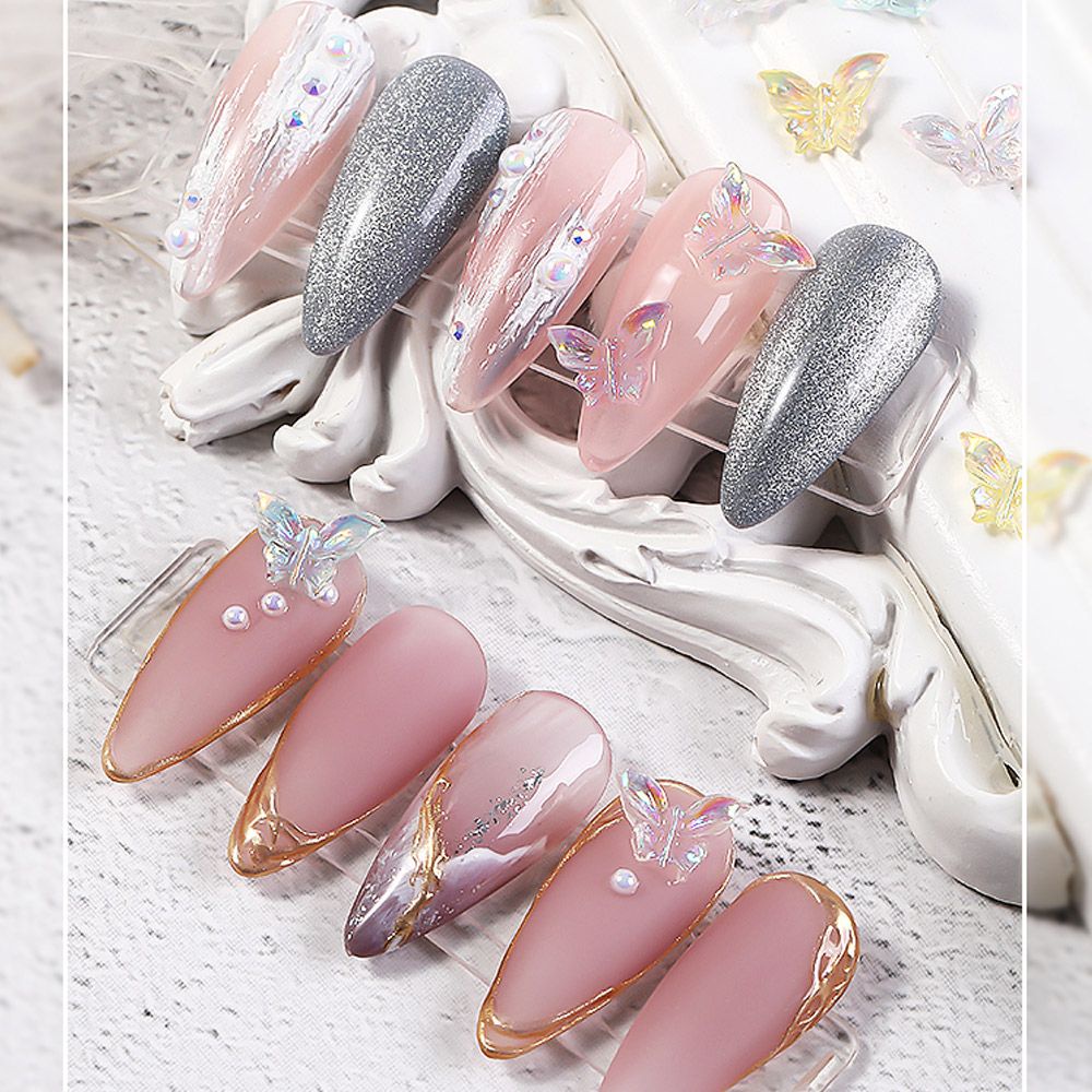 Bộ 30 Phụ Kiện Trang Trí Móng Tay Hình Bướm 3D Bằng Nhựa Resin Lấp Lánh Thời Trang DIY