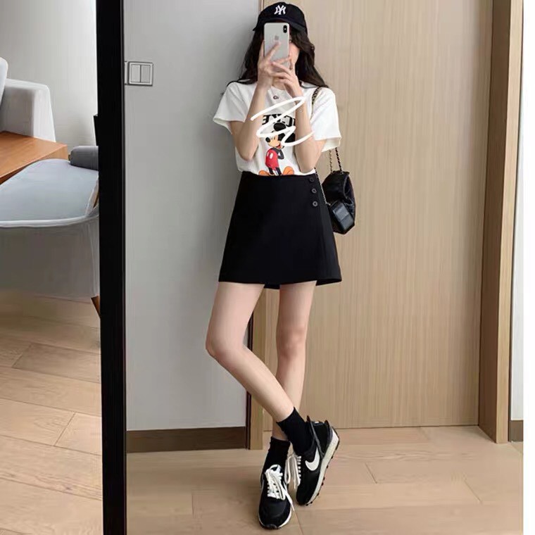 [BÁN SỈ] Set Bộ Trang Phục Áo Mickey Kèm Chân Váy Chữ A Cực Trẻ Trung_Năng động