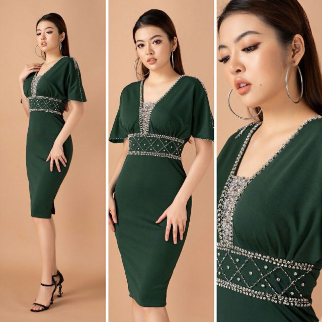 Đầm ôm body đính đá phale cao cấp