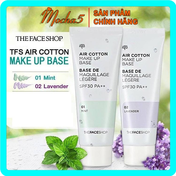 Kem lót The Face Shop Air Cotton Makeup Base TFS SPF30 PA++ 40ml kiềm dầu và hiệu chỉnh tông da