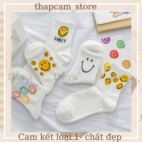 Tất Cao Cổ Dora Họa Tiết Smile vàng