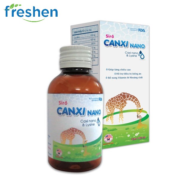 Sirô CANXI NANO Mediphar hỗ trợ phát triển xương và chống loãng xương chai 120ml, hộp 20 ống 10ml