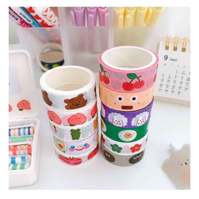 Băng Dán Washi Tape Họa Tiết Đáng Yêu Trang Trí Sổ Tay, Tập Vở...Ins Giasico