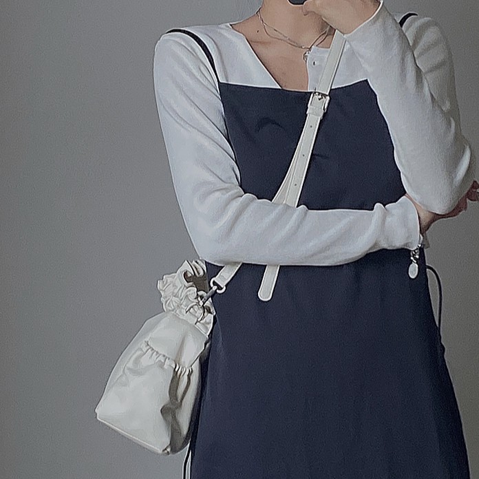 Túi xách tay IELGY bằng da mềm phối họa tiết xếp ly hợp thời trang cho nữ