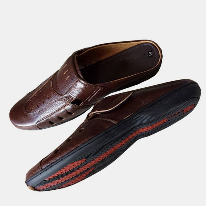 SamBo nam đục lỗ thoáng khí Da Bò Màu Nâu Trường Hải Đế May chắc chắn SN136