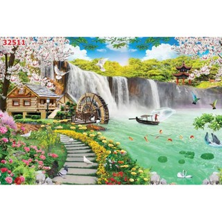 Tranh dán tường 3D sơn thủy hữu tình, phong cảnh