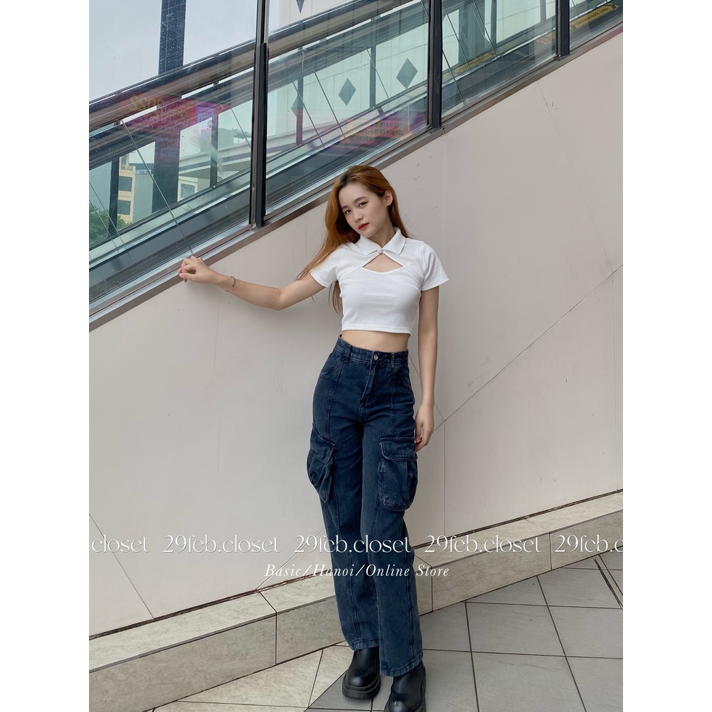 Quần jeans suông cạp cao túi hộp 2 bên - 29feb.closet - Q45