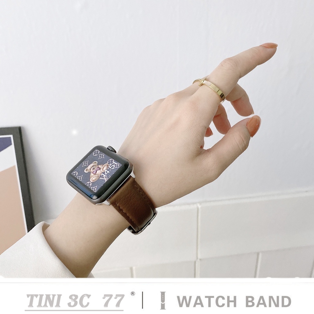 Dây đeo bằng da thật cho đồng hồ thông minh Apple Watch Series IWatch 7 / 6 / 5 / 4 / 3 /SE 44mm / 40mm / 42mm / 38mm /41mm / 45mm Dây đeo Apple Watch