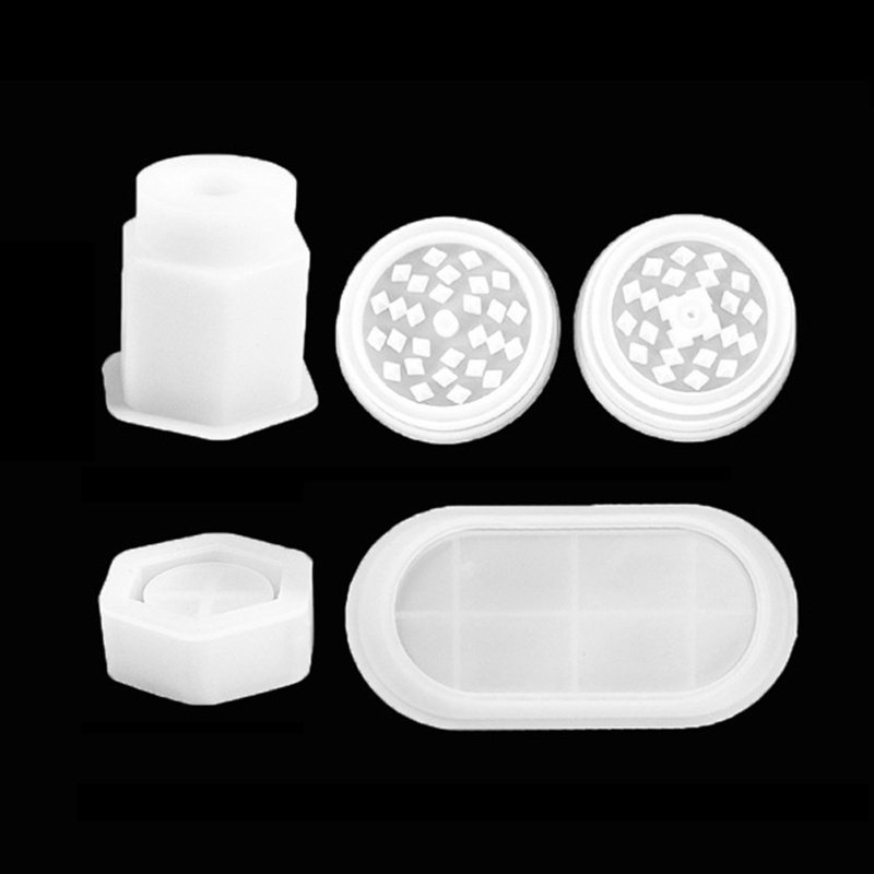 Khuôn silicon đổ nhựa resin epoxy tạo hình hũ đựng và dụng cụ nghiền gia vị hình lục giác lớn