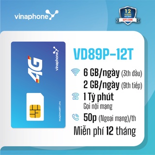 [FREESHIP 50K] Sim 4G Vina VD89 VD89P VD149 - Miễn phí 12 THÁNG , Miễn phí gọi