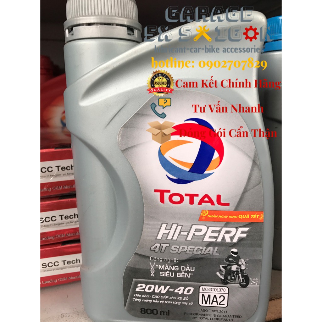 Thùng 18 bình nhớt xe số Total Hi-Perf Special 20W40 (0.8L)