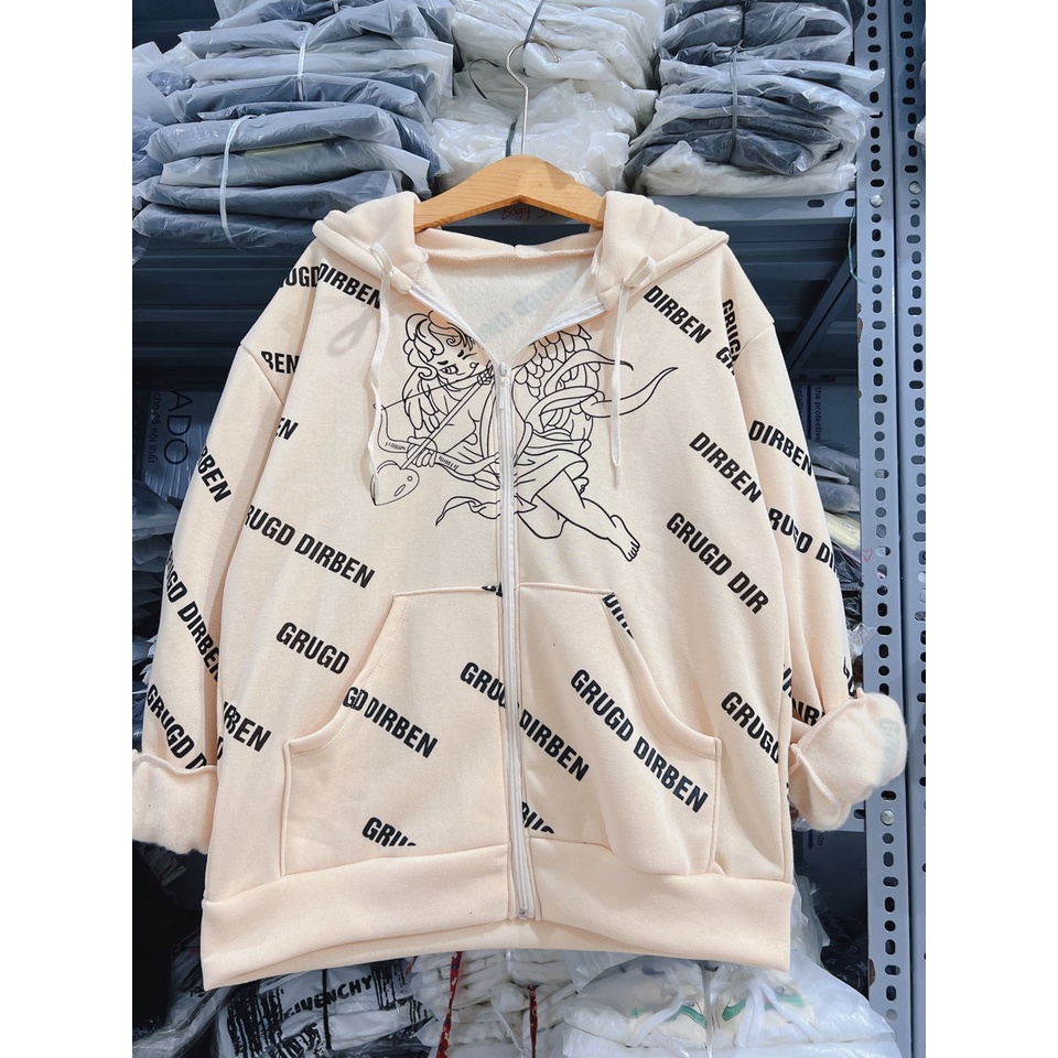 Áo Khoác Nữ Thiên Thần Kiểu Hoodie Có Khóa Kéo , Nón Mũ 2 Lớp- Chất Vải Nỉ  From Rộng Unisex