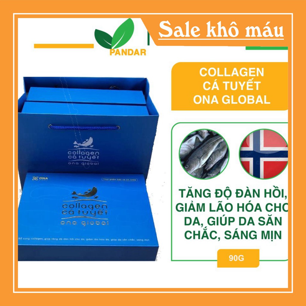 Collagen cá tuyết làm đẹp da, da săn chắc, căng bóng ngậm nước ẩm mượt hộp 30 gói, Cỏ cây hoa lá, PANDAR