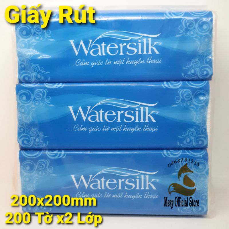 Giấy Rút Watersilk Khăn Lau Mặt 200 Tờ 2 Lớp Giấy Thếp Mềm Min