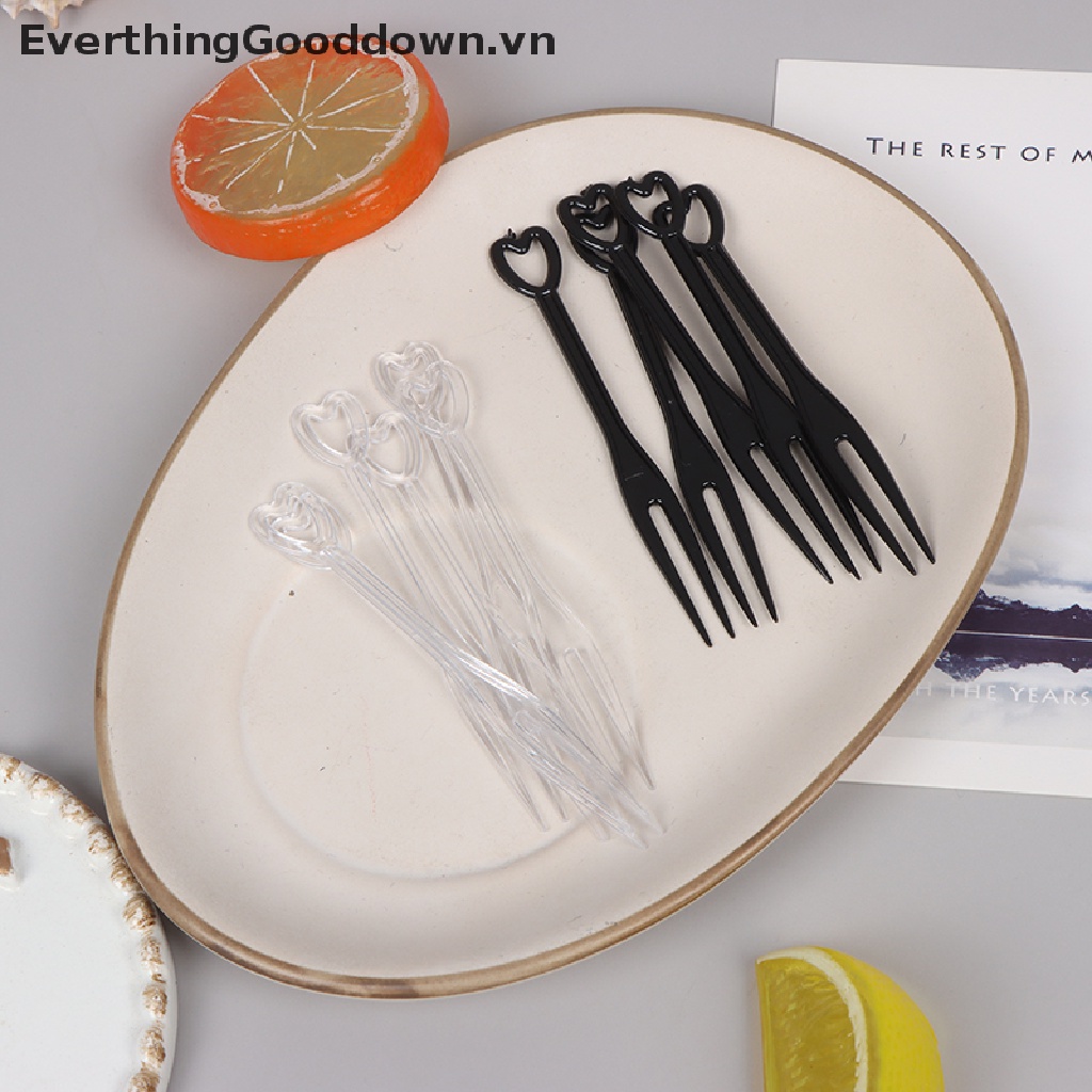 Everthinggoodingdown 100 Nĩa Ăn Trái Cây / Thức Ăn Bằng Nhựa Trong Suốt
