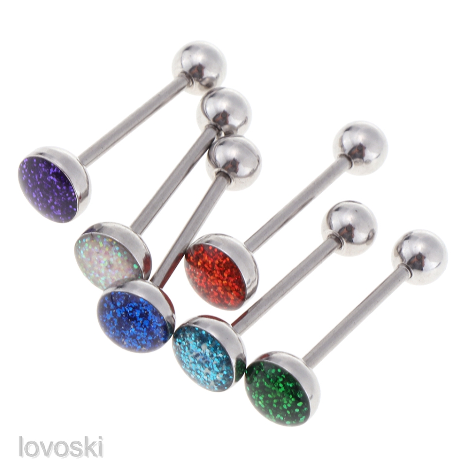Set 6 Khuyên Rốn / Lưỡi / Môi / Lưỡi Bằng Thép Không Gỉ 14g