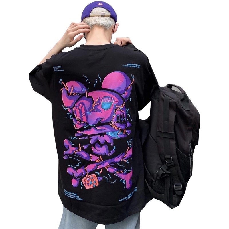 Áo Thun Tay Lỡ Unisex CRACKEN màu ĐEN /Nam nữ unisex/ Áo form rộng