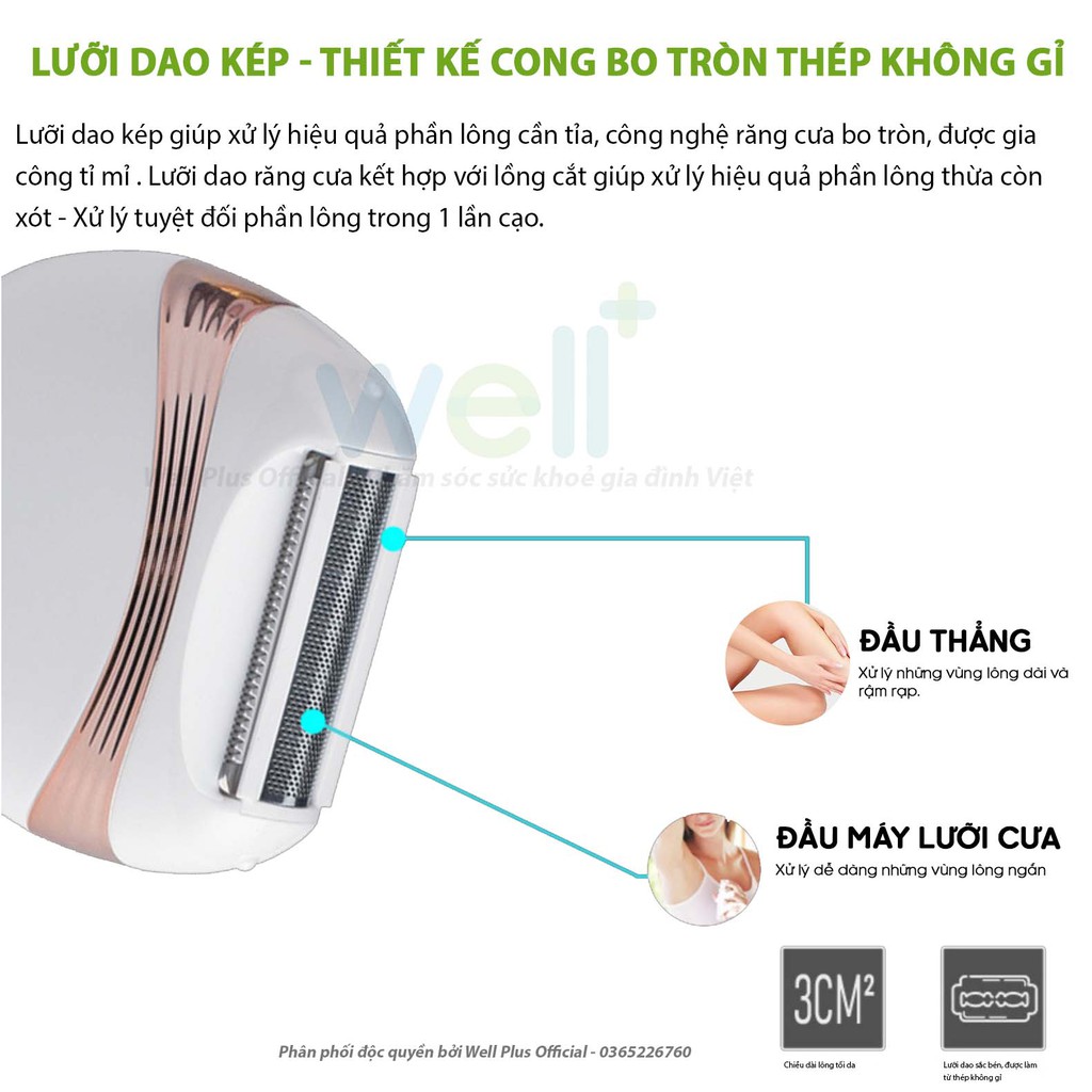 Máy Cạo Lông Đa Năng Kelite Thiết Kế 2 Lưỡi Dao Cao Cấp Tỉa Lông Vùng Kín, Lông Tay, Lông Nách, Lông Chân An Toàn