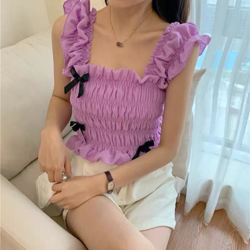 Áo Nhún Nơ Siêu Xinh (Có nhiều màu thoải mái lựa chọn nha mấy nàng)