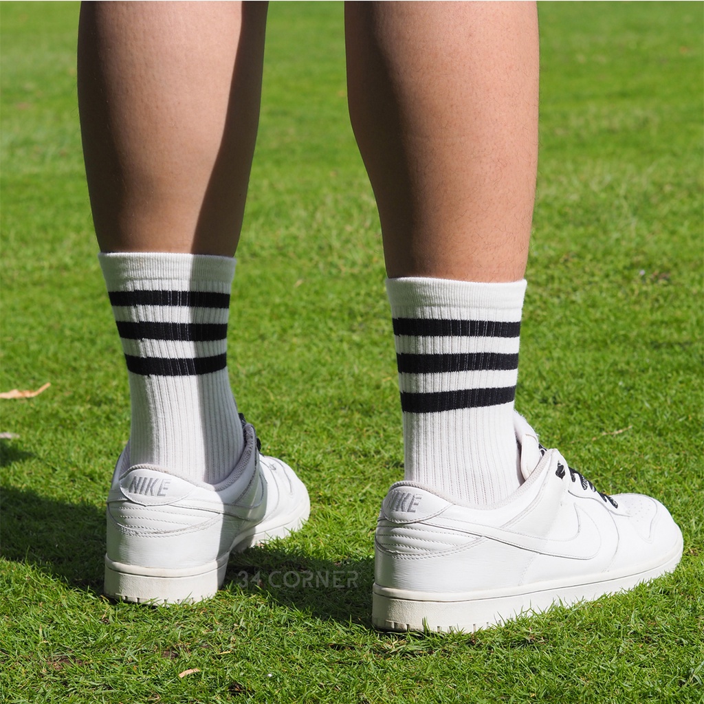 Vớ Nam Nữ Cổ Cao 3 Sọc, Tất Cao Cổ Unisex Thời Trang Phong Cách Nhật Bản