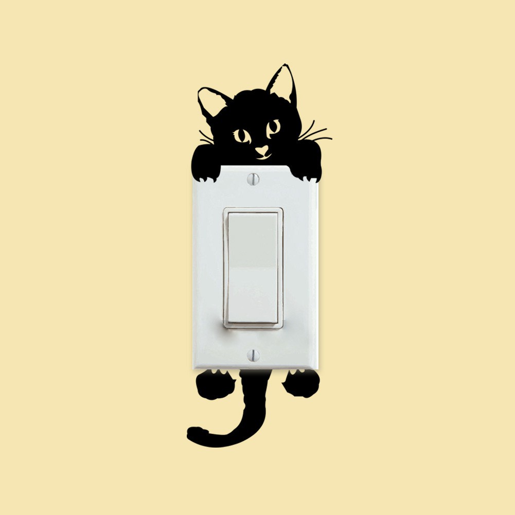 Cat Wall Switch Stickers Room Art Decor Decals for Kids