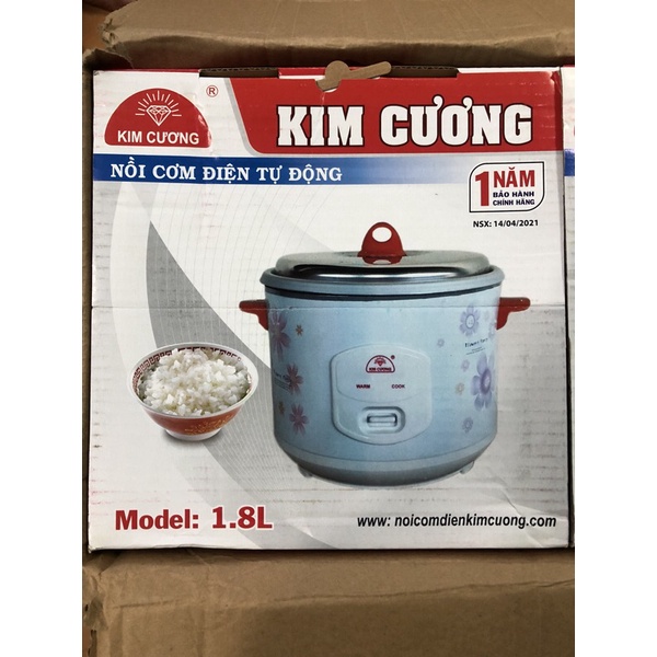 Nồi cơm điện 1.8 lít Kim Cương chính hãng bảo hành chính hãng 1 năm nồi nấu cơm tự động