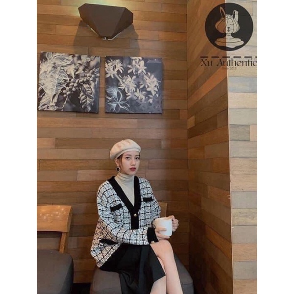Áo khoác len kẻ nữ- áo cardigan Zara xuất dư dáng dài chùm hông, chất len dày dặn nặng tay