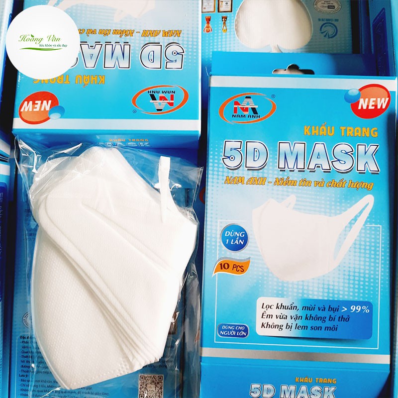 Khẩu trang y tế kháng khuẩn 3 lớp Famapro 5D Mask dây vải - Hộp 10 cái