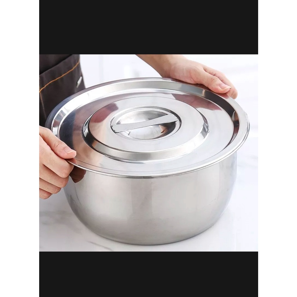 Bộ 5 Thố Inox Stock Pot Không Quai Có Nắp Đậy Đủ Kích Thước Cao Cấp