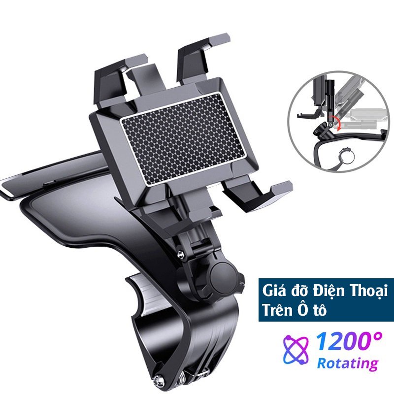 Giá đỡ điện thoại ô tô Volcano Cars kẹp trên xe hơi xoay 360 độ chống rung treo đa điểm trên taplo, gương chiếu hậu