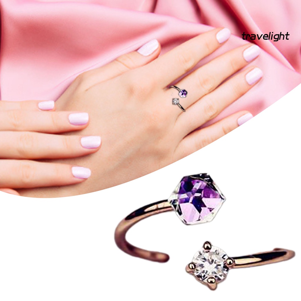 Nhẫn Đính Hôn Đính Đá Zircon Nhiều Màu Có Thể Điều Chỉnh Kích Thước Cho Nữ